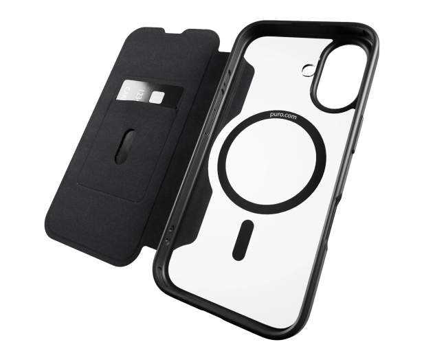 Puro Book Mag MagSafe z klapką i schowkiem na karty do iPhone 16 - 1346195 - zdjęcie 2